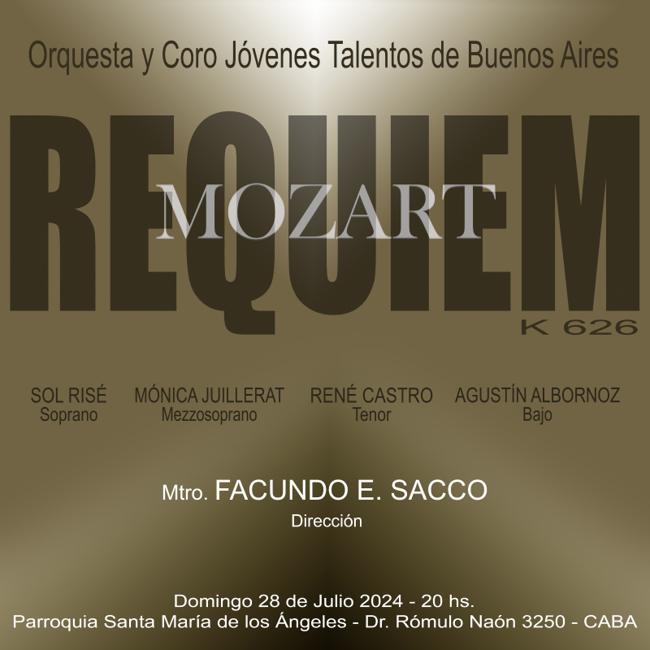Sol Risé as soloist in Mozart's Requiem with Orquesta Jóvenes Talentos, Buenos Aires